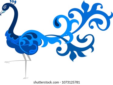 Peacock Artistic Hand Drawn Design Vector Art Illustration