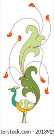 Peacock Artistic Hand Drawn Design Vector Art Illustration