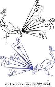 Pfauenkunst, handgezeichnet, Vektorkunst