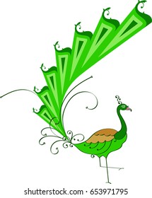 Peacock Artistic Hand Drawn Vector Art