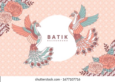 peacock background with batik pattern  