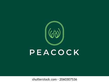 Plantilla vectorial de diseño del logotipo de la placa de pavo real Estilo del contorno de línea. Lujoso icono de Logotipo Joyería elegante.
