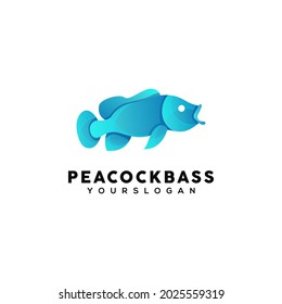 peacock bass fish colorful logo design template