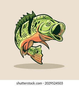 Peacock Bass Fish Lake Vector Illustration