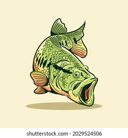 peacock bass fish lake vector illustration