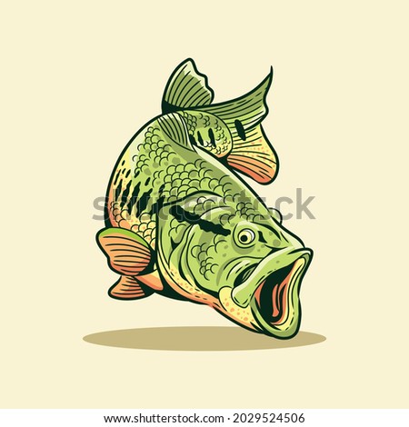 peacock bass fish lake vector illustration