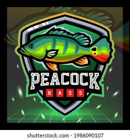 Peacock bass fish mascot. esport logo design