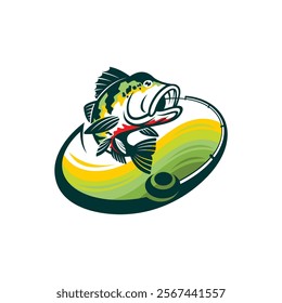 peacock bass logo, fishing logo design