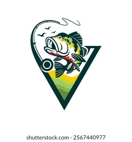 peacock bass logo with triangle concept