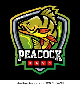 Peacock bass mascot. esport logo design