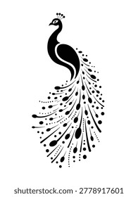 peacock an beautiful bird in black and white