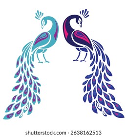 peacock beautiful color  vector set 