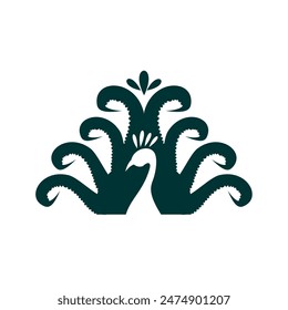 Pavo real con hermosas plumas de un pulpo