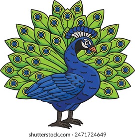 Peacock Bird Cartoon Colored Clipart Illustration