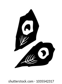 Peacock bird feather icons isolated on white