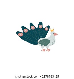 Peacock  Bird  Flat Cartoon Isolated Vector Illustration