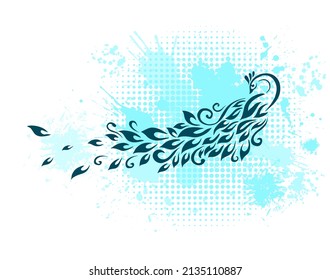 Peacock bird graphic object. Vector illustration