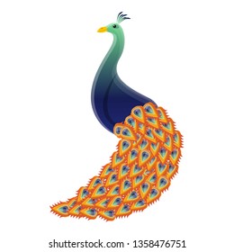 Peacock bird icon. Cartoon of peacock bird vector icon for web design isolated on white background