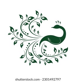 Peacock Bird Leaf Logo Vector and Icon