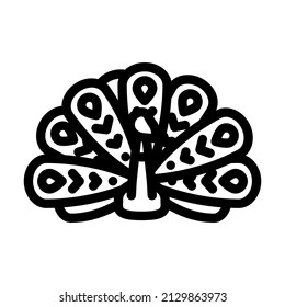 peacock bird line icon vector. peacock bird sign. isolated contour symbol black illustration