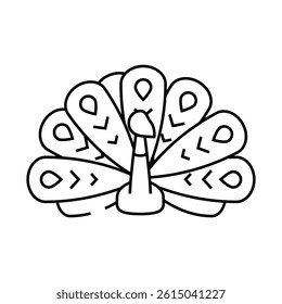 peacock bird line icon vector. peacock bird sign. isolated contour symbol black illustration