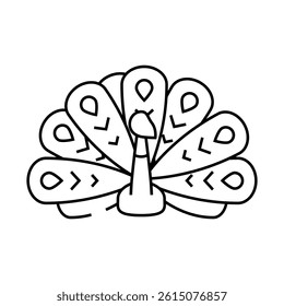 peacock bird line icon vector. peacock bird sign. isolated symbol illustration
