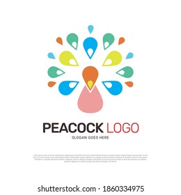 Peacock bird logo icon symbol design
