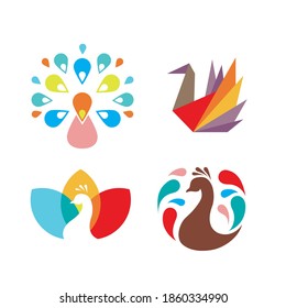 Peacock bird logo icon symbol design