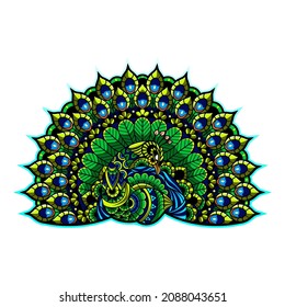 Peacock bird mascot logo design