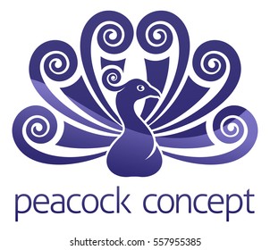 A peacock bird peafowl icon concept