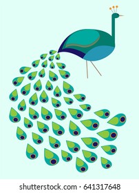 Peacock Bird Vector Illustration Stock Vector (Royalty Free) 641317648 ...