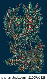 The peacock bird vintage style mandala ornament