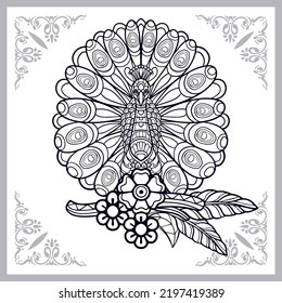 Peacock bird zentangle arts isolated on white background