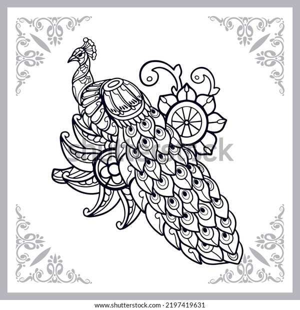 Peacock Bird Zentangle Arts Isolated On Stock Vector (Royalty Free ...