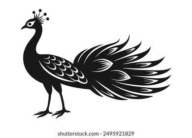 peacock black Silhouette vector art Illustration with white background
