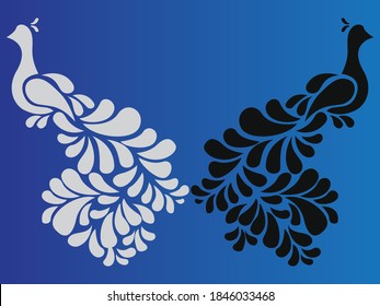 Peacock black and white Vector