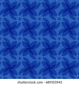 Peacock Blue Overlay Pattern. Seamless Background. Stylish Endless Texture. Good for Textile, Cover, Wrapping Paper. Repeating Ornament. Concept Symmetric Backdrop. Trendy Art.