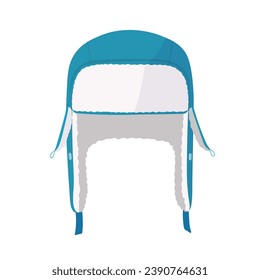 Peacock blue trapper flat illustration vector isolated on white background. Winter hats, winter accessories.