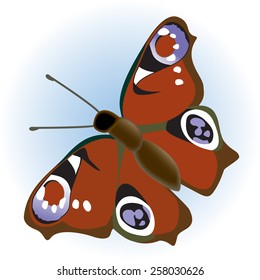Peacock Butterfly. Vector illustration