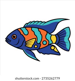 Peacock cichlid fish illustration vector design
