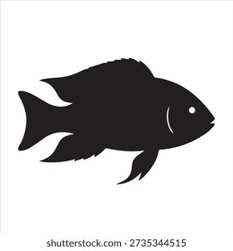 Peacock cichlid fish illustration vector silhouette