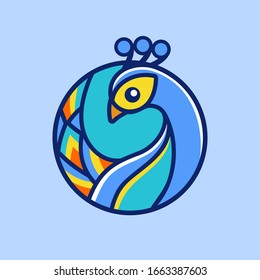 Peacock in a circle logo design