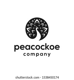 peacock circle logo design vector
