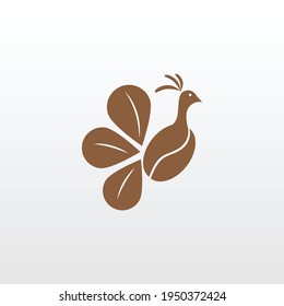 peacock coffee vector logo design. a unique, exclusive, elegant, professional, clean, simple, modern logo. It would be perfect for your company