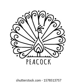 Peacock Collection, Ethnic Style, Sketch For Your Design. Vector Illustration