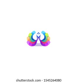 peacock color abstract logo design vector