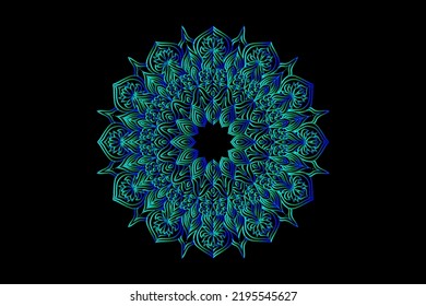 Pfauenfarbe, Pfauenmandala, Pfauengrün, Blau, abstrakte Mandala, Blumenmandala, Grau, Schwarz, Blume, Kreis, Ellipse, exklusiv, Pfauenfarbe, Klassik, historisch, typisch, Kunst, Luxus