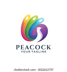 peacock colorful gradient logo design