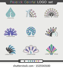 Conjunto de logotipos con color de pavo real - Vector