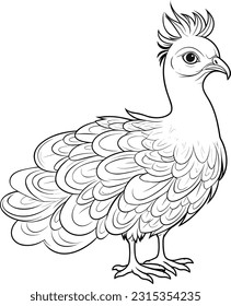 Peacock, colouring book for kids, vector illustration
